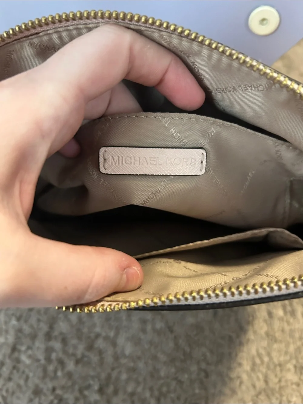 Michael Kors Light Pink Crossbody with Gold Chain Strap